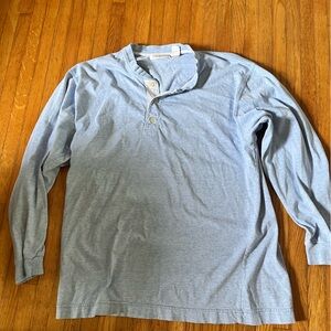 Claiborne Sky Blue Henley Shirt mens med